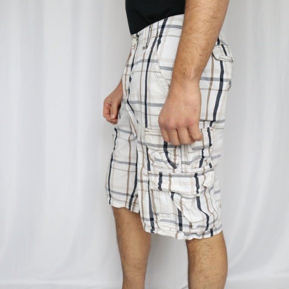 Lee Dungree cargo Shorts white plaid stripe - A0 - Picture 3 of 6